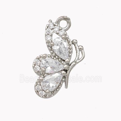 Copper Butterfly Pendant Pave Zirconia Miller Platinum Plated