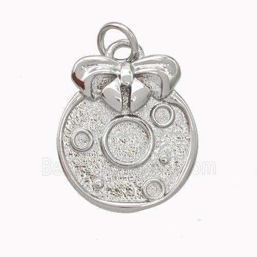 Copper Knotbow Circle Pendant Platinum Plated