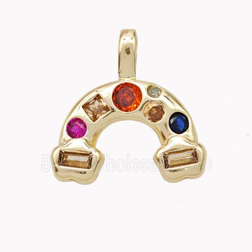 Copper Rainbow Pendant Micropave Zirconia Gold Plated