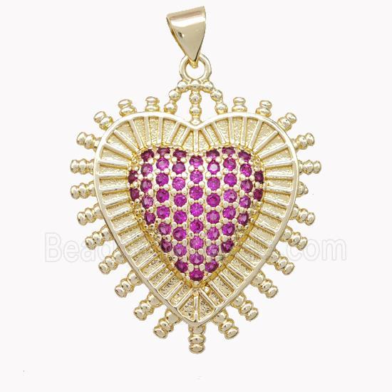 Copper Heart Pendant Micropave Zirconia Gold Plated