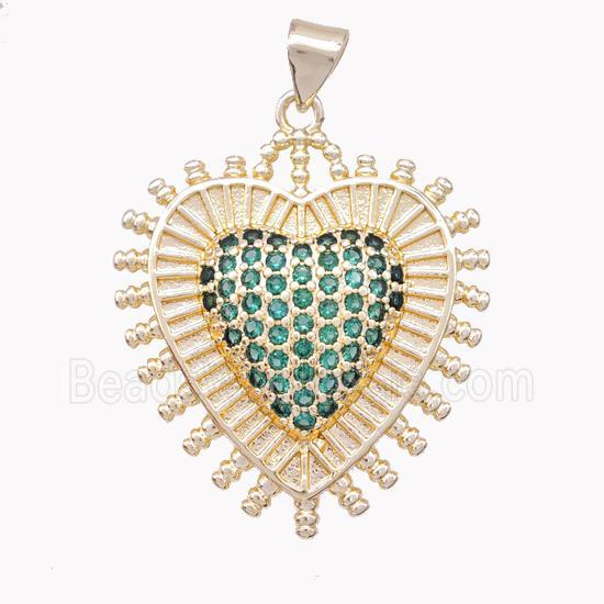 Copper Heart Pendant Micropave Zirconia Gold Plated