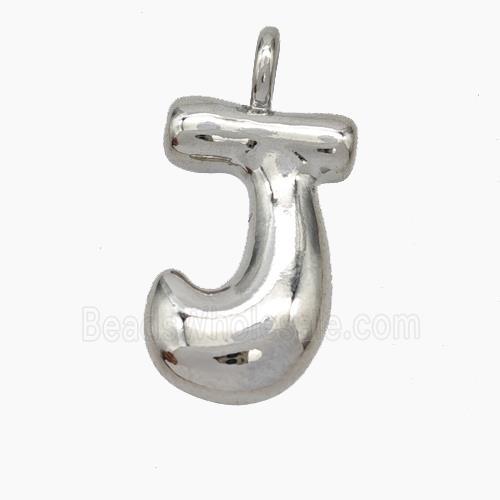 Copper Letter-J Pendant Platinum Plated