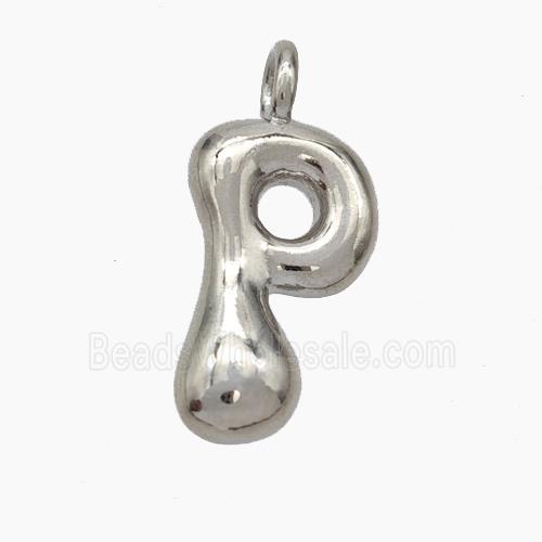 Copper Letter-P Pendant Platinum Plated