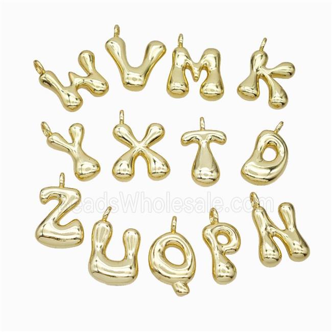 Copper Alphabet Pendant Mix Letters Gold Plated