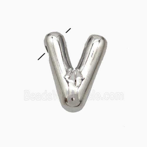 Copper Letter-V Pendant Platinum Plated