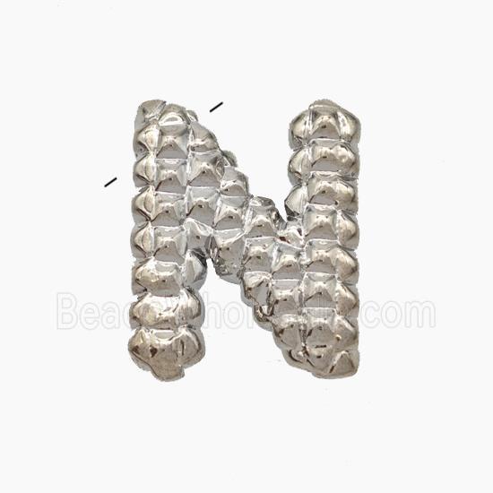 Copper Letter-N Pendant Platinum Plated