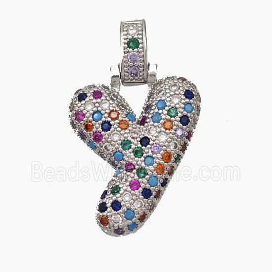 Copper Letter-Y Pendant Micropave Zirconia Platinum Plated