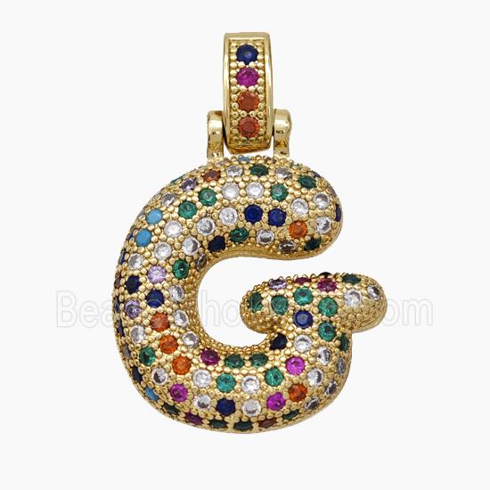 Copper Letter-G Pendant Micropave Zirconia Gold Plated