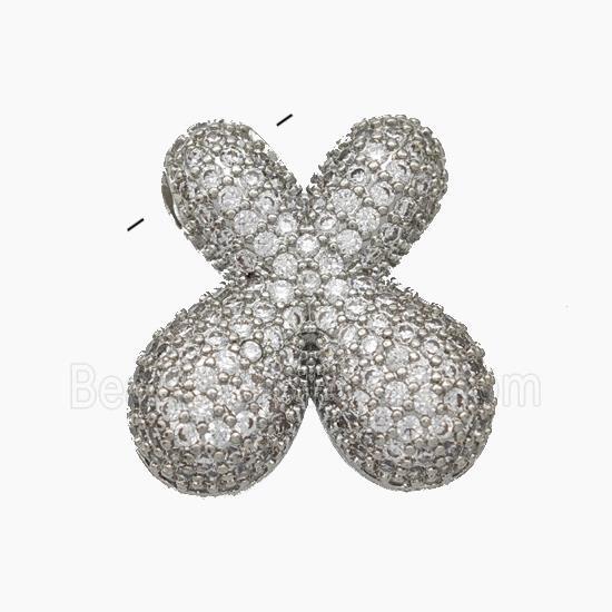 Copper Letter-X Pendant Pave Zirconia Platinum Plated