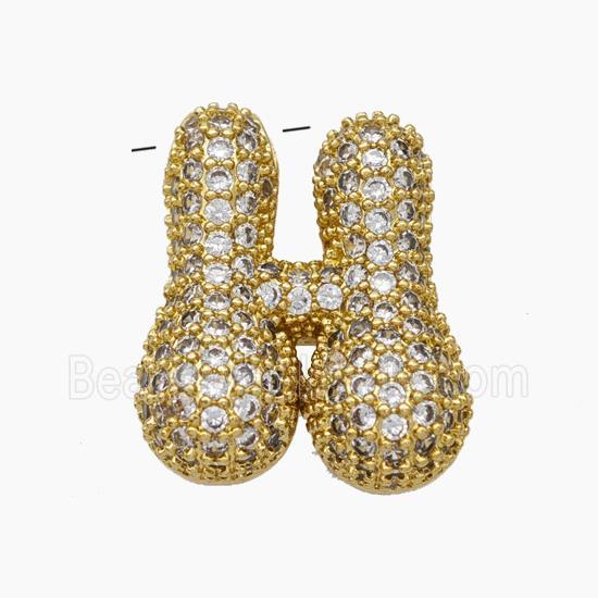 Copper Letter-H Pendant Pave Zirconia Gold Plated