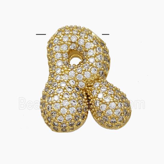 Copper Letter-R Pendant Pave Zirconia Gold Plated