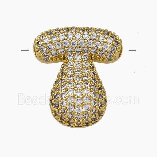 Copper Letter-T Pendant Pave Zirconia Gold Plated