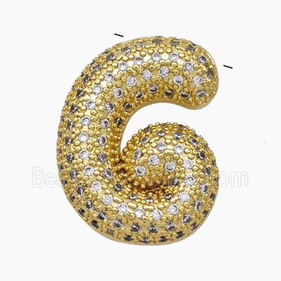 Copper Letter-G Pendant Pave Zirconia Gold Plated