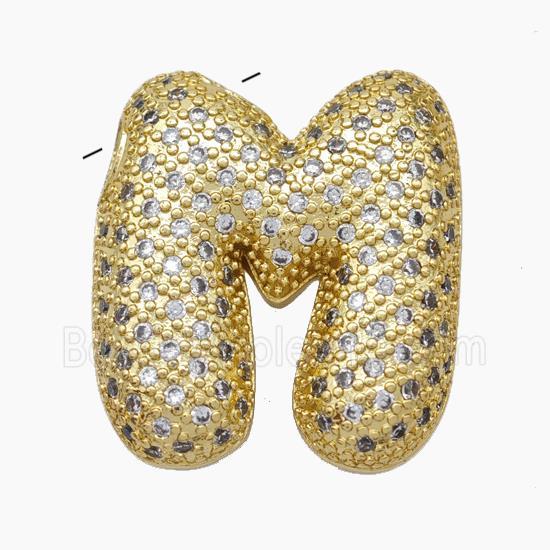 Copper Letter-M Pendant Pave Zirconia Gold Plated