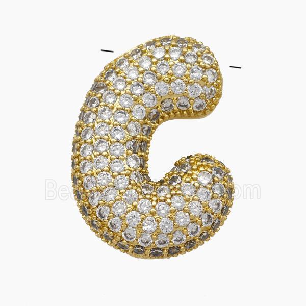 Copper Letter-C Pendant Pave Zirconia Gold Plated