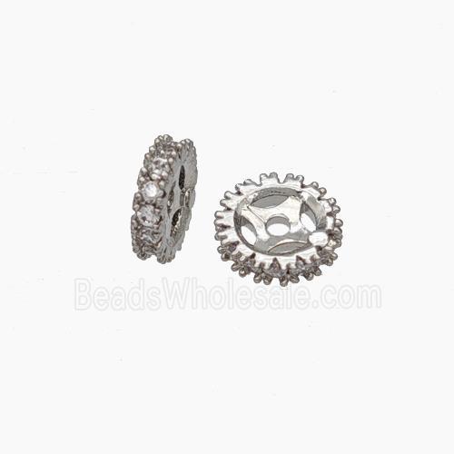 Copper Heishi Spacer Beads Pave Zirconia Platinum Plated