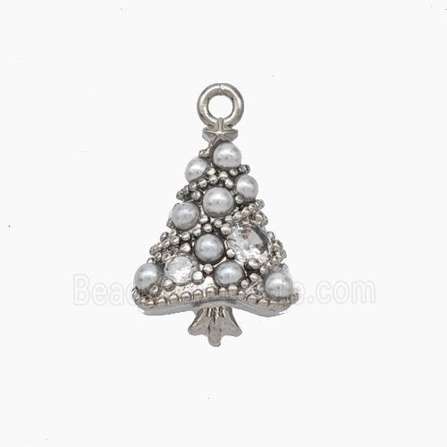 Christmas Tree Charms Copper Pendant Pave Pearlized Resin Platinum Plated