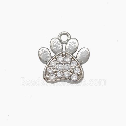 Copper Paw Charms Pendant Micropave Zirconia Platinum Plated