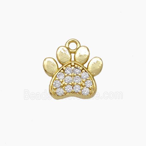 Copper Paw Charms Pendant Micropave Zirconia Gold Plated