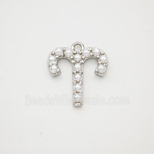 Copper Pendant Pave Pearlized Resin Zodiac Aries Platinum Plated
