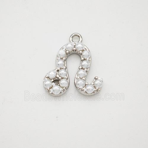 Copper Pendant Pave Pearlized Resin Zodiac Leo Platinum Plated