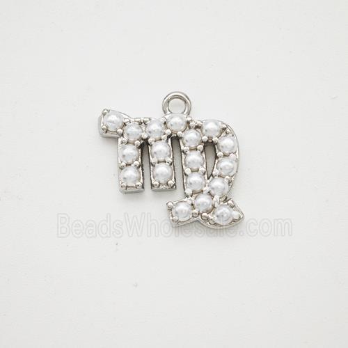Copper Pendant Pave Pearlized Resin Zodiac Virgo Platinum Plated