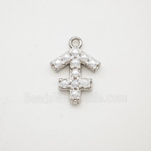 Copper Pendant Pave Pearlized Resin Zodiac Sagittarius Platinum Plated