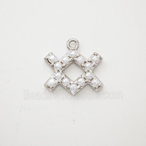 Copper Pendant Pave Pearlized Resin Zodiac Aquarius Platinum Plated