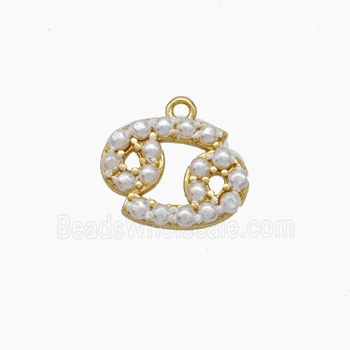 Copper Pendant Pave Pearlized Resin Zodiac Cancer Gold Plated