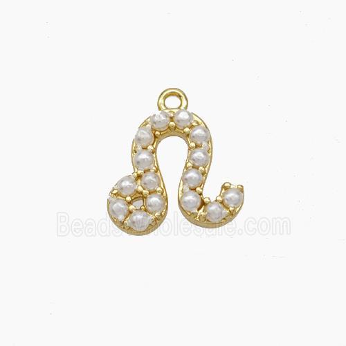 Copper Pendant Pave Pearlized Resin Zodiac Leo Gold Plated