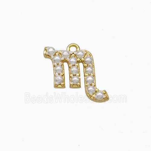 Copper Pendant Pave Pearlized Resin Zodiac Scorpio Gold Plated