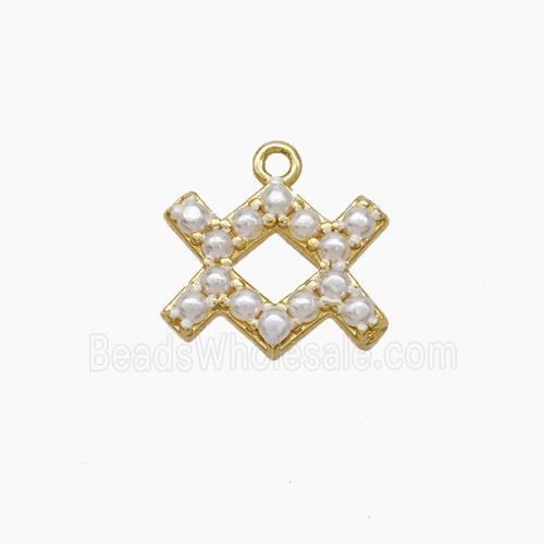 Copper Pendant Pave Pearlized Resin Zodiac Aquarius Gold Plated