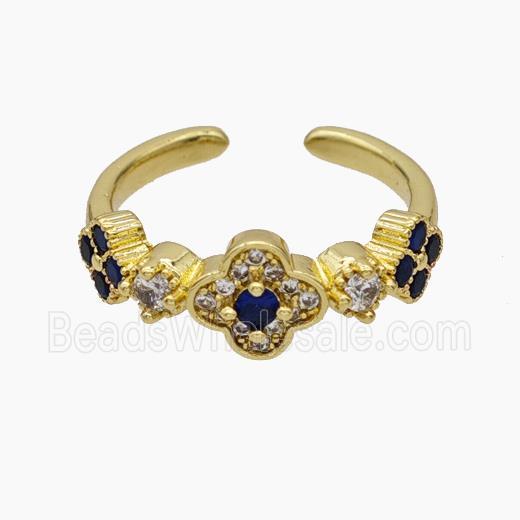 Copper Clover Rings Pave Zirconia Gold Plated