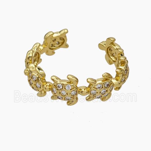 Copper Tortoise Rings Pave Zirconia Gold Plated