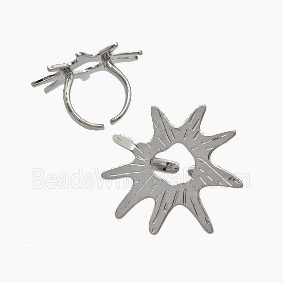 Copper Flower Rings Platinum Plated