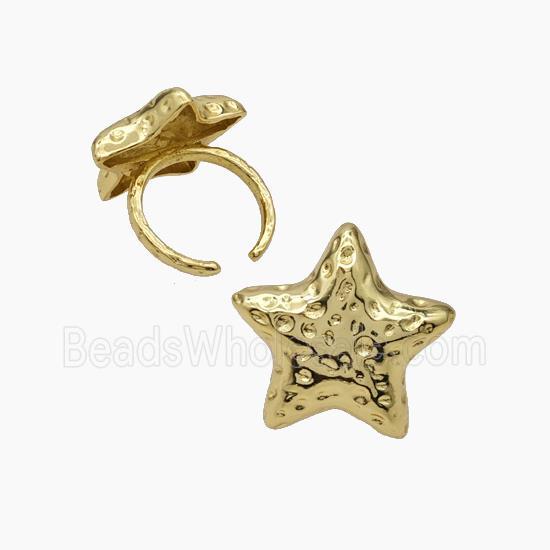 Copper Star Rings Hammered Gold Plated