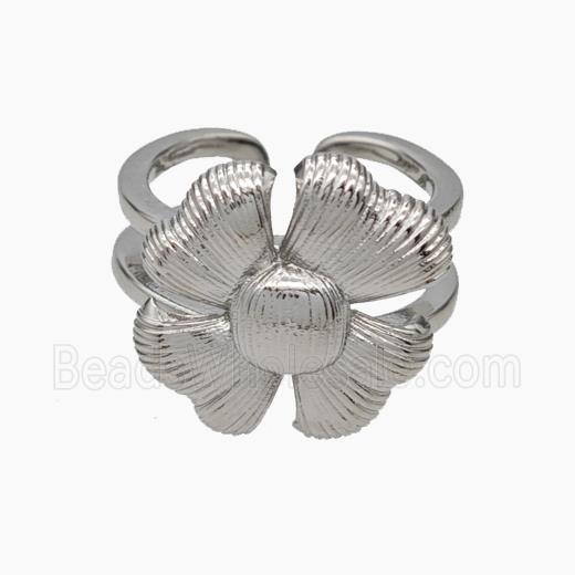 Copper Flower Rings Platinum Plated
