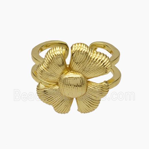 Copper Flower Rings Gold Plated