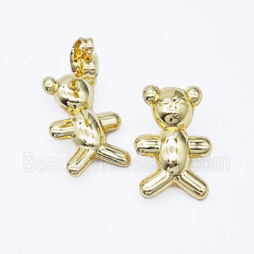 Copper Bear Stud Earrings Gold Plated