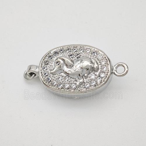 Copper Boar Connector Pave Zirconia Chinese Zodiac Platinum Plated