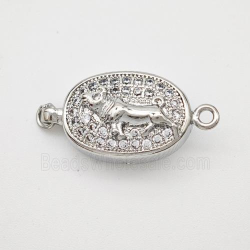 Copper Tiger Connector Pave Zirconia Chinese Zodiac Platinum Plated