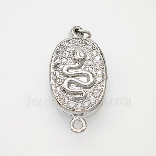 Copper Snake Connector Pave Zirconia Chinese Zodiac Platinum Plated