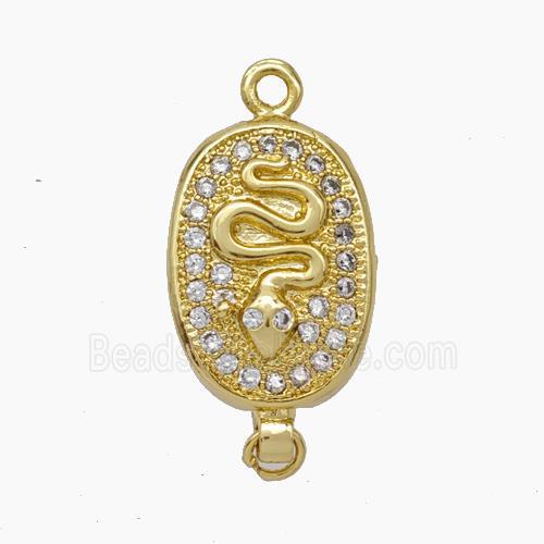 Copper Snake Connector Pave Zirconia Chinese Zodiac Gold Plated