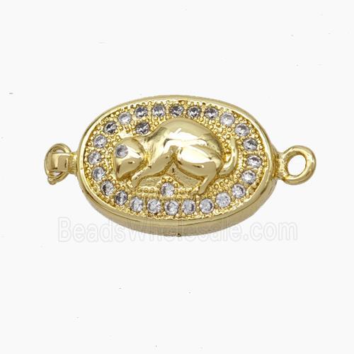 Copper Rat Connector Pave Zirconia Chinese Zodiac Gold Plated