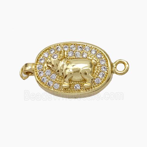 Copper Ox Connector Pave Zirconia Chinese Zodiac Gold Plated