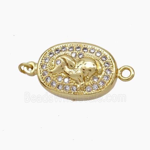 Copper Boar Connector Pave Zirconia Chinese Zodiac Gold Plated
