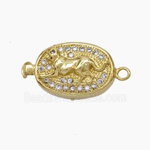 Copper Dog Connector Pave Zirconia Chinese Zodiac Gold Plated