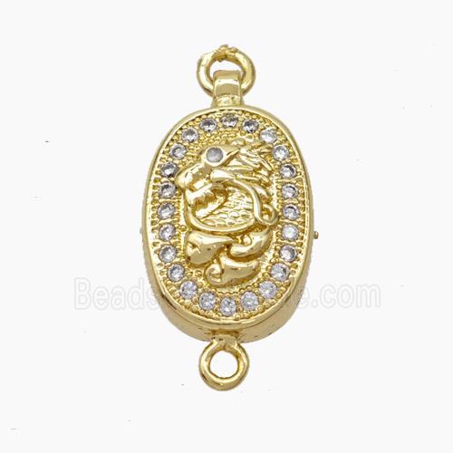 Copper Dragon Connector Pave Zirconia Chinese Zodiac Gold Plated