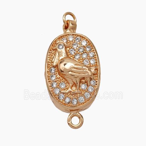 Copper Cock Connector Pave Zirconia Chinese Zodiac Rose Gold