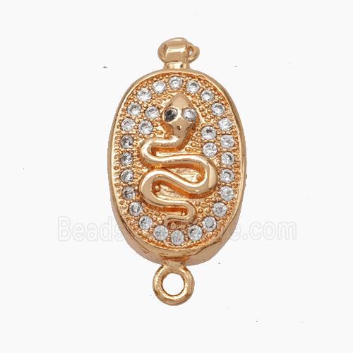 Copper Snake Connector Pave Zirconia Chinese Zodiac Rose Gold